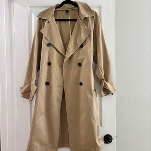 Beige Double-Breasted Trench Coat